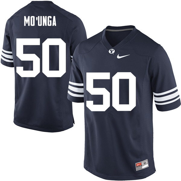 Men #50 Tevita Mounga BYU Cougars College Football Jerseys Sale-Navy